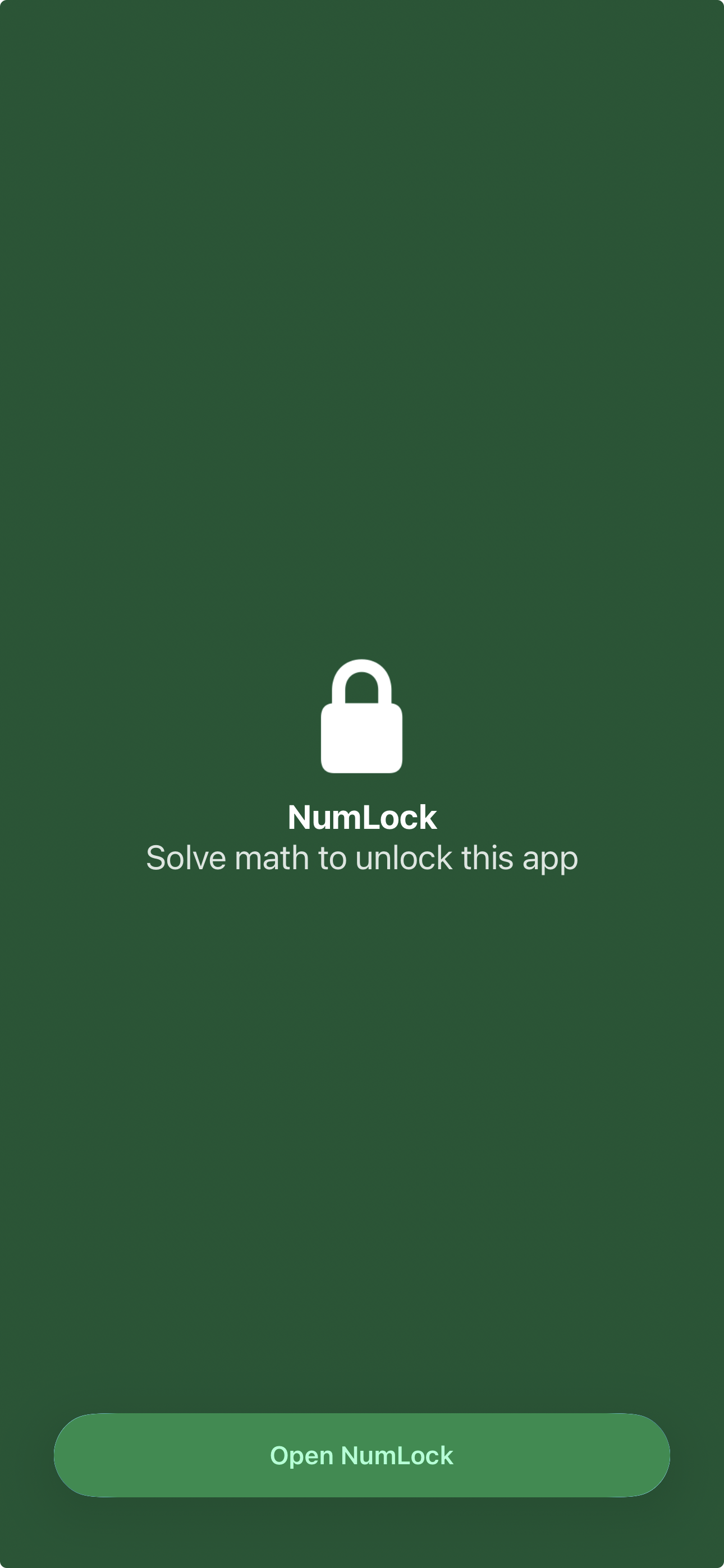 NumLock app blocker lock screen — solve math to unlock this app on iPhone